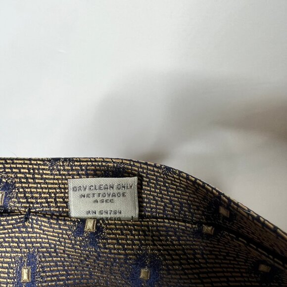 Joseph Abboud Men’s Necktie 3 ¾” Silk Brown / Copper & Navy Blue Geometric Italy - Picture 11 of 11